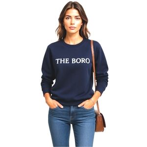 Pink Pineapple Boro Knit Cotton Pullover‎ Lightweight Sweater Women's Sz S Navy